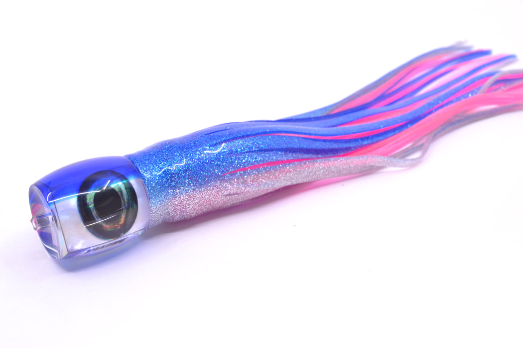 Moyes Lures White MOP Blue Back Taxi Eyes Small Secret 9" 3oz Skirted Blue-Silver/Pink