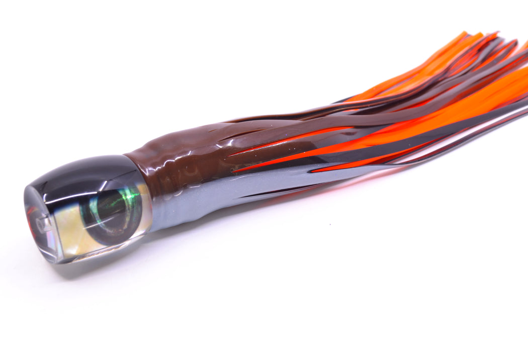 Moyes Lures Golden MOP Black Back Taxi Eyes Small Secret 9" 3oz Skirted Root Beer-Silver