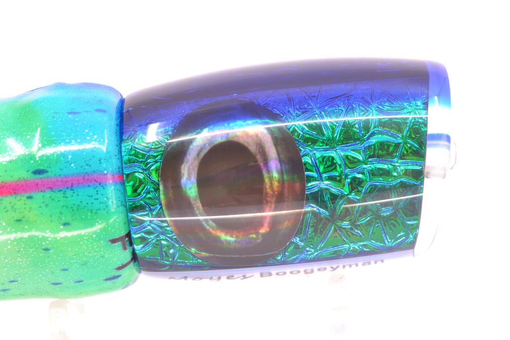 Moyes Lures Green-Blue Oil Slick Blue Back Taxi Eyes Boogeyman 12" 5.7oz FT Vinyl Mad Mahi GZE