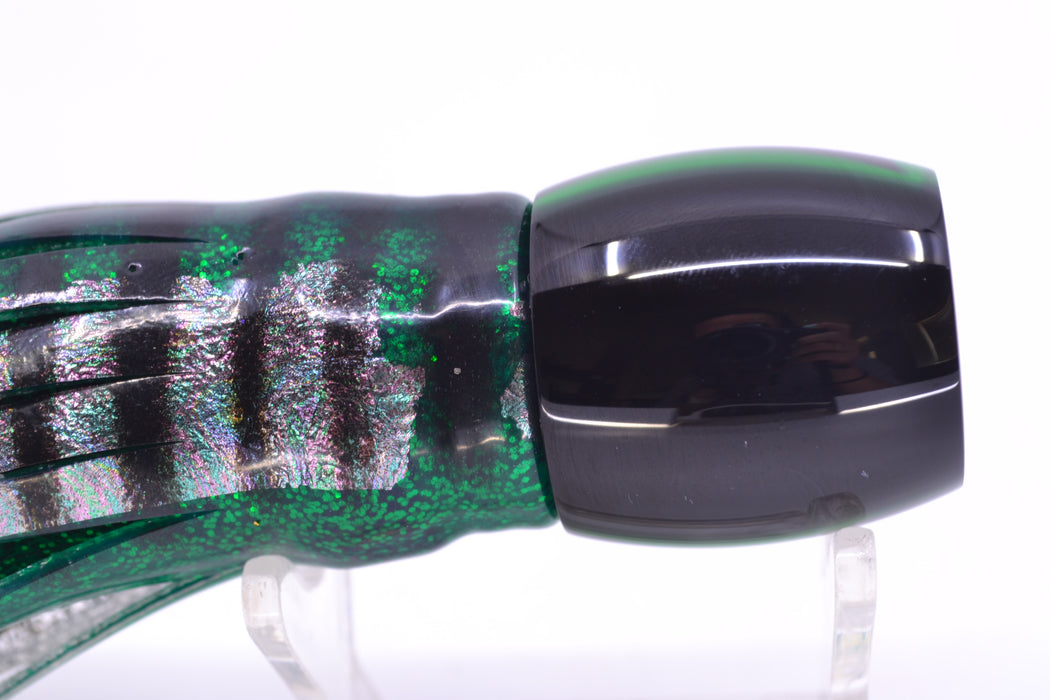 Moyes Lures Green MOP Black Back Taxi Eyes Small Secret 9" 3oz Skirted Green Aurora