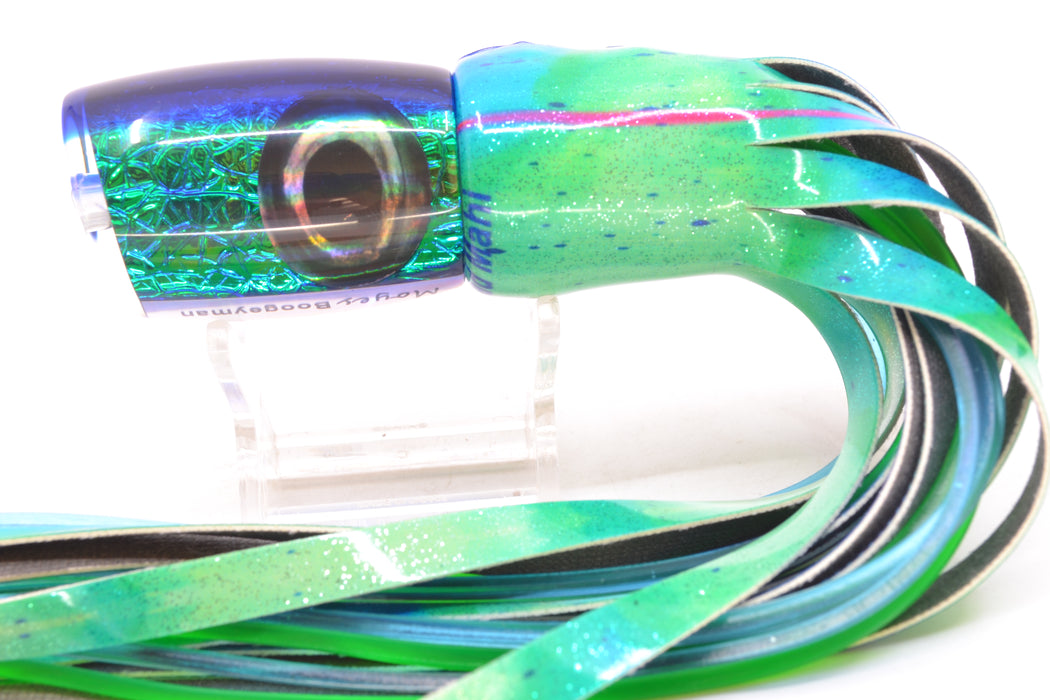 Moyes Lures Green-Blue Oil Slick Blue Back Taxi Eyes Boogeyman 12" 5.7oz FT Vinyl Mad Mahi GZE