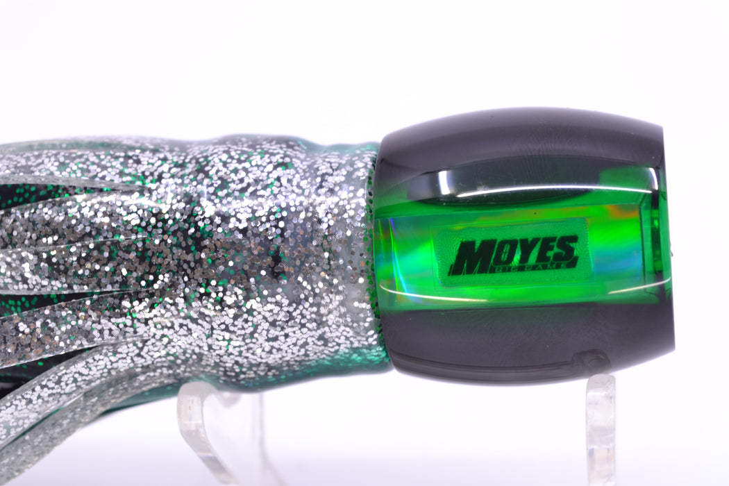 Moyes Lures Green MOP Black Back Taxi Eyes Small Secret 9" 3oz Skirted Green Aurora