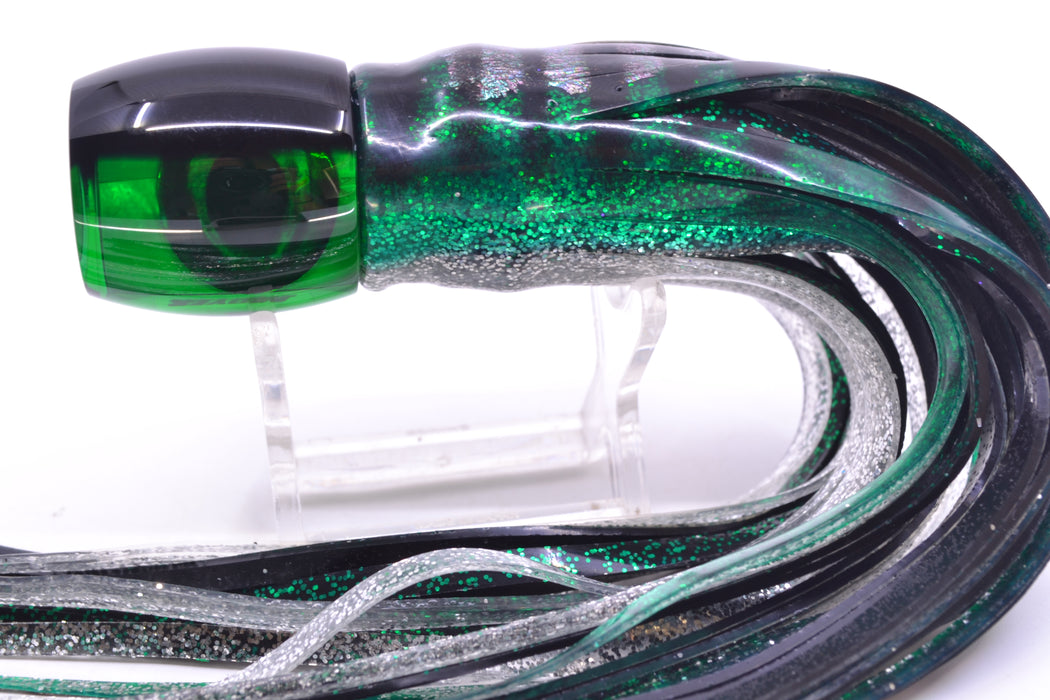 Moyes Lures Green MOP Black Back Taxi Eyes Small Secret 9" 3oz Skirted Green Aurora