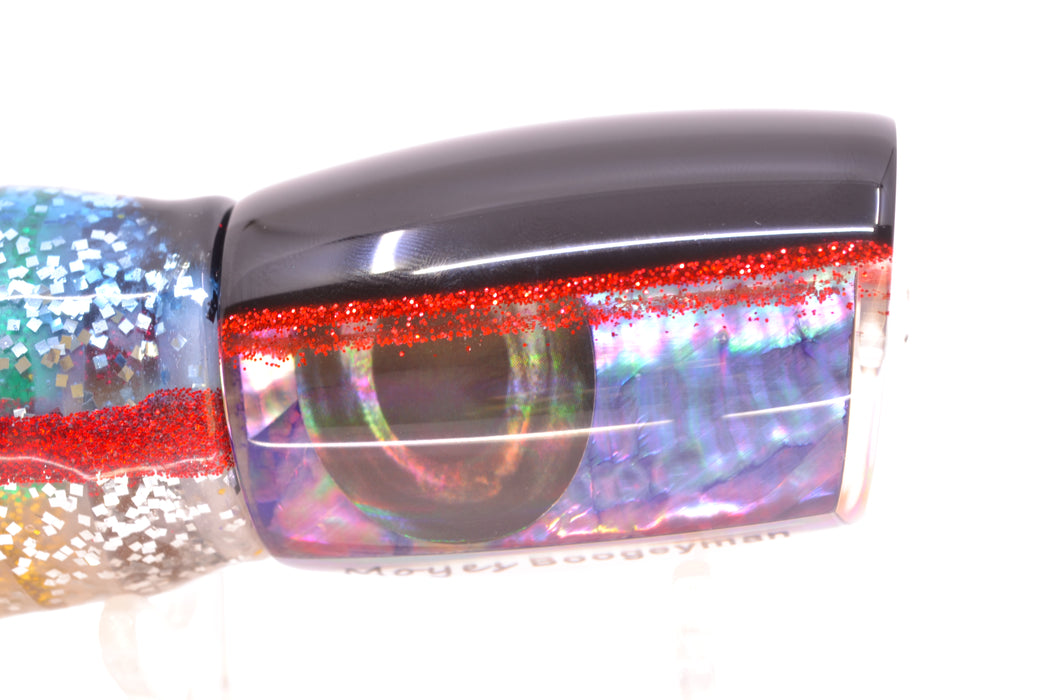 Moyes Lures Rainbow MOP Black-Red Back Boogeyman 12" 7oz Skirted Evil GZE