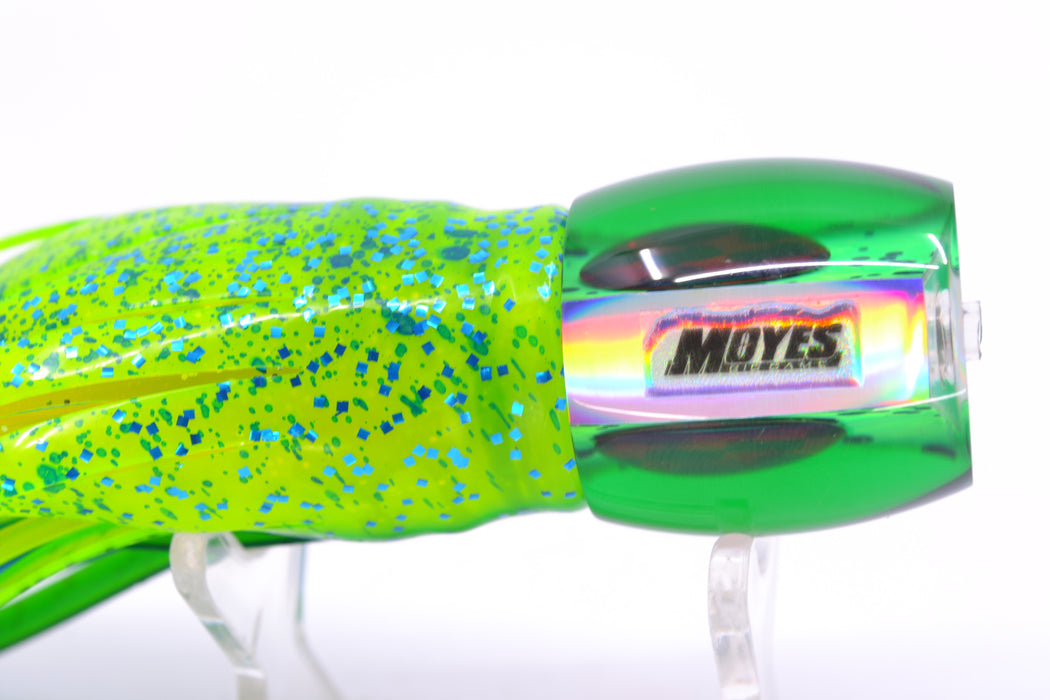 Moyes Lures Mahi MOP Green Back Red Eyes Small Secret 9" 3oz Skirted Mahi
