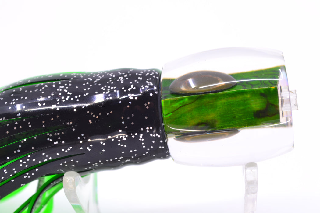 Moyes Lures Green Paua Shell Taxi Eyes Large Tang 9" 3oz Skirted Black-Green