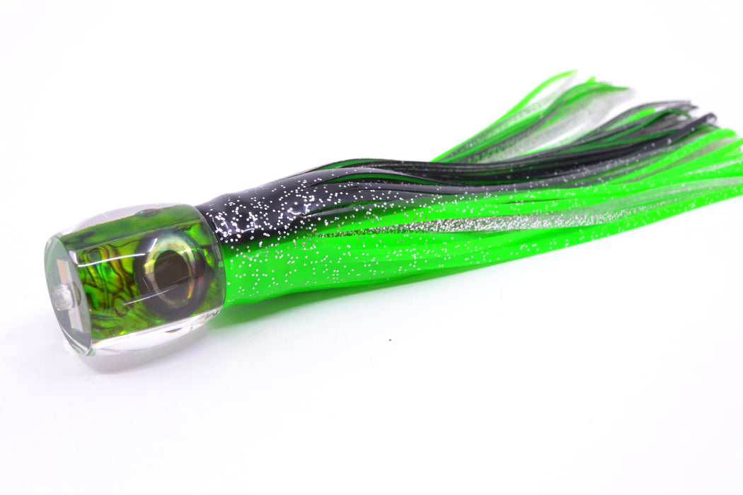 Moyes Lures Green Paua Shell Taxi Eyes Large Tang 9" 3oz Skirted Black-Green