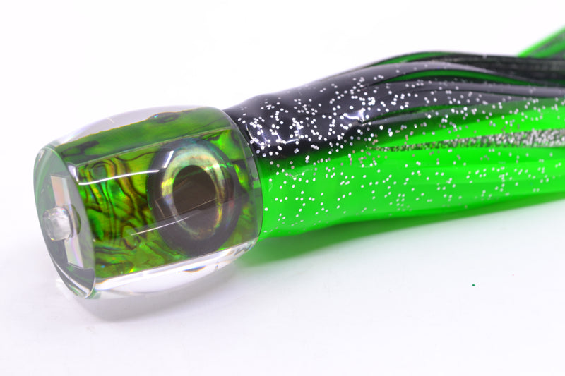 Moyes Lures Green Paua Shell Taxi Eyes Large Tang 9" 3oz Skirted Black-Green