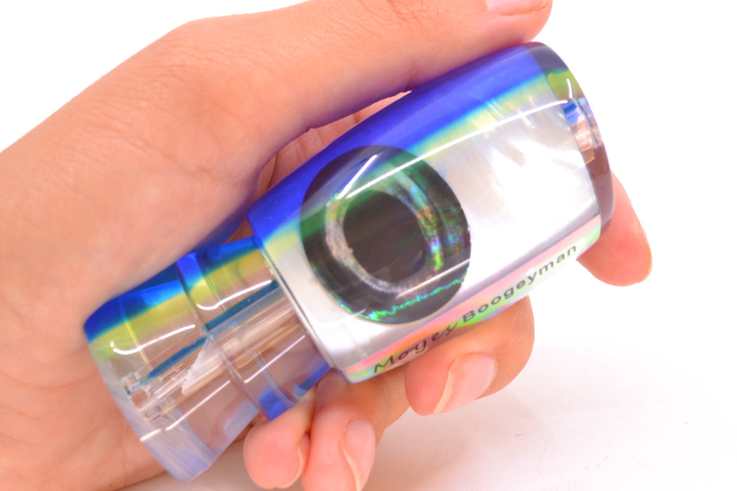 Moyes Lures White MOP Blue-Yellow Back Taxi Eyes Boogeyman 12" 4oz GZE