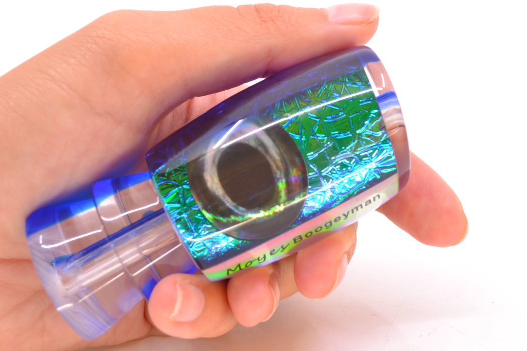 Moyes Lures Green-Blue Oil Slick Blue Back Taxi Eyes Boogeyman 12" 4oz GZE