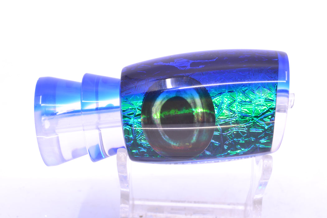 Moyes Lures Green-Blue Oil Slick Blue Back Taxi Eyes Boogeyman 12" 4oz GZE