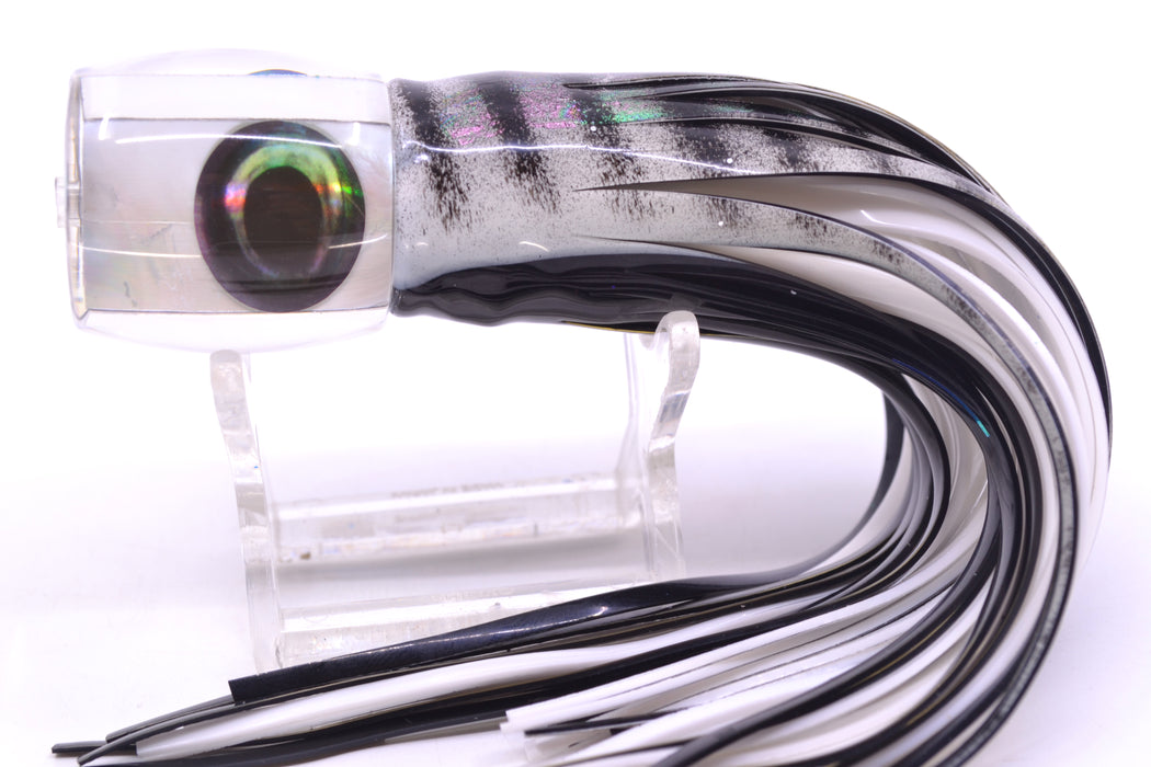 Moyes Lures White MOP Taxi Eyes Large Tang 9" 3oz Skirted White Aurora-Black