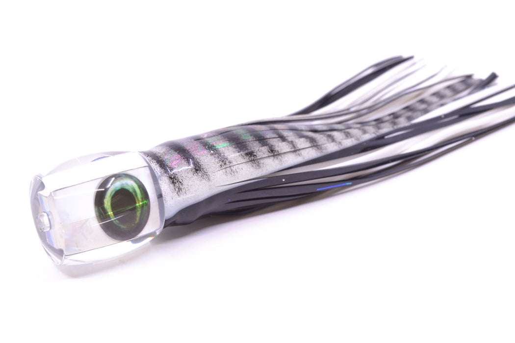 Moyes Lures White MOP Taxi Eyes Large Tang 9" 3oz Skirted White Aurora-Black