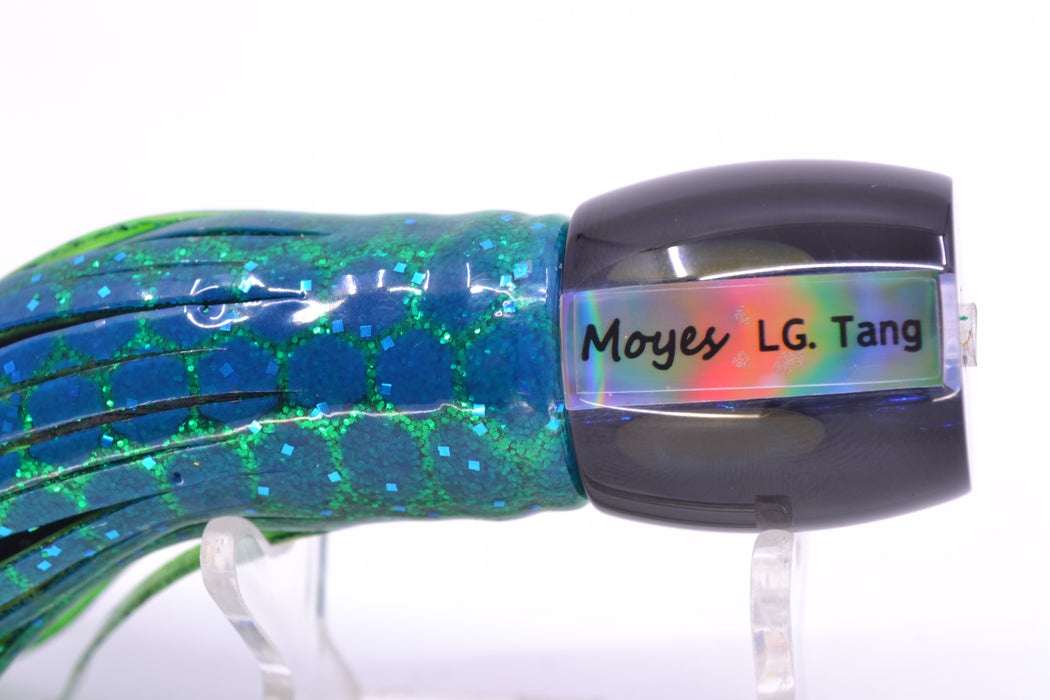 Moyes Lures Blue-Green Oil Slick Black Back Taxi Eyes Large Tang 9" 3oz Skirted
