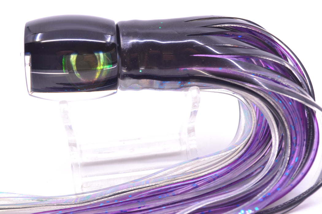 Moyes Lures Black Pearl Black Back Taxi Eyes Large Tang 9" 3oz Skirted Black Skipjack