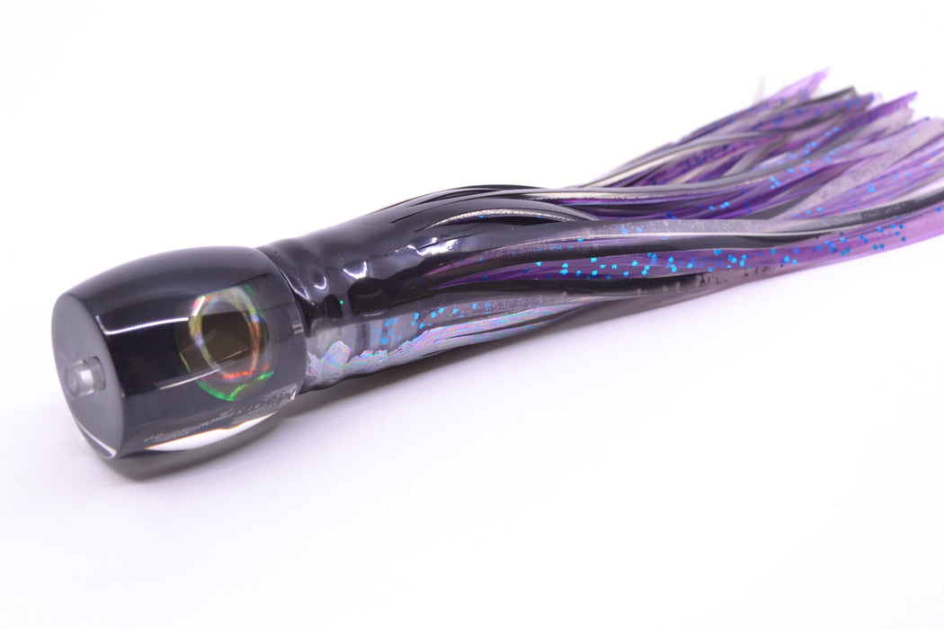 Moyes Lures Black Pearl Black Back Taxi Eyes Large Tang 9" 3oz Skirted Black Skipjack