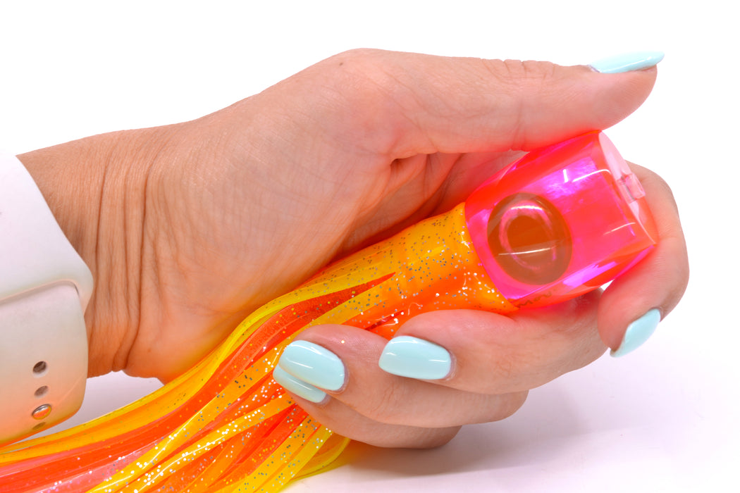 Moyes Lures Fluorescent Pink MOP Taxi Eyes Large Tang 9" 3oz Skirted Electric Chicken