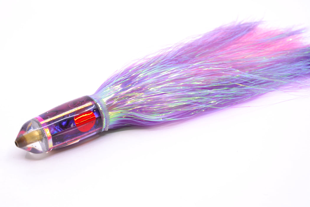 Tanigawa Lures Purple Abalone Shell Red Eyes Small Bullet 7" 3.2oz Flashabou Purple/Pink