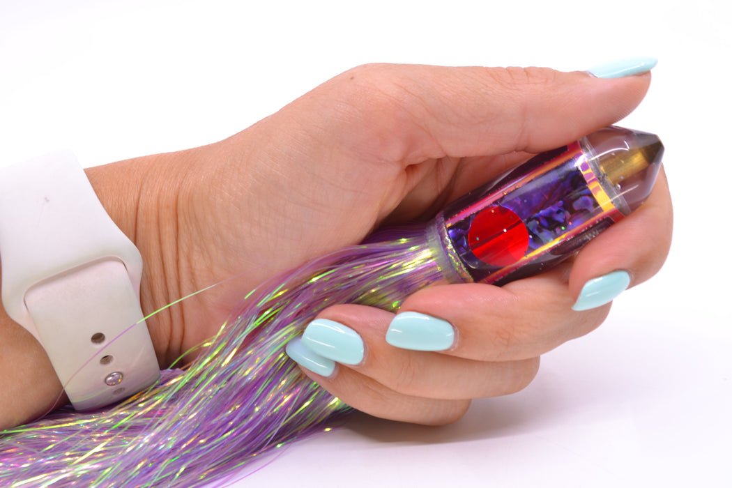 Tanigawa Lures Purple Abalone Shell Red Eyes Small Bullet 7" 3.2oz Flashabou Purple/Pink