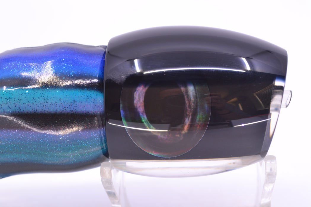 Moyes Lures Black Pearl Black Back Taxi Eyes Medium Blaster 12" 6oz FT Vinyl Skipjack