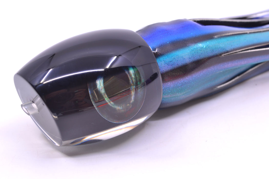Moyes Lures Black Pearl Black Back Taxi Eyes Medium Blaster 12" 6oz FT Vinyl Skipjack