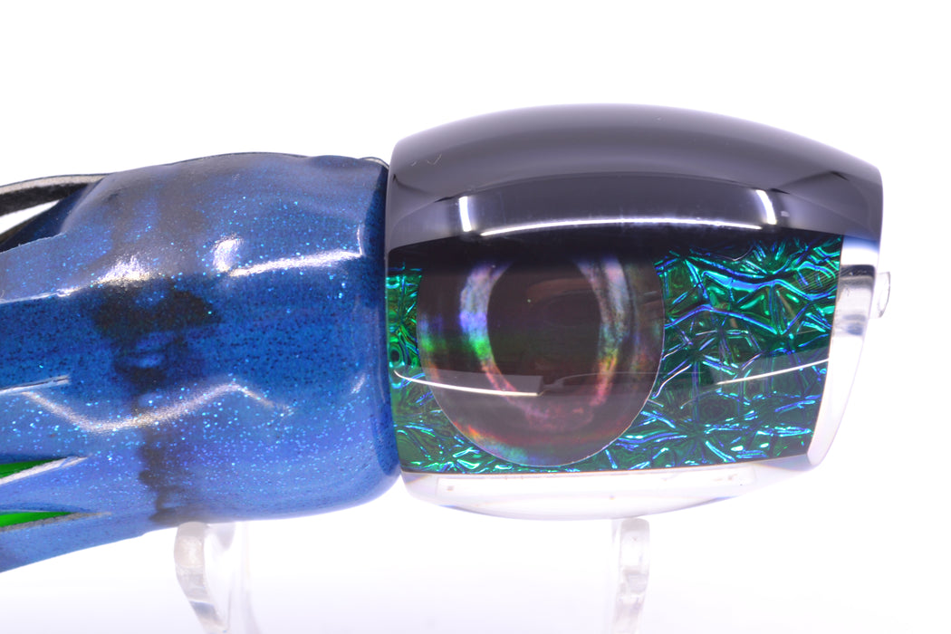 Moyes Lures Blue-Green Oil Slick Black Back Taxi Eyes Medium Blaster 12" 6oz FT Vinyl