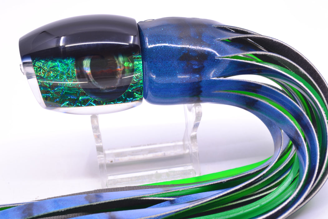 Moyes Lures Blue-Green Oil Slick Black Back Taxi Eyes Medium Blaster 12" 6oz FT Vinyl