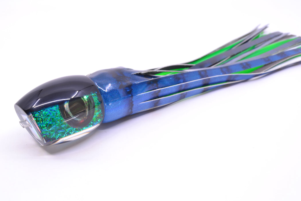 Moyes Lures Blue-Green Oil Slick Black Back Taxi Eyes Medium Blaster 12" 6oz FT Vinyl