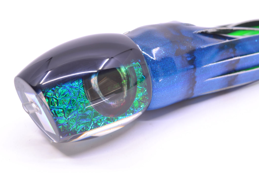 Moyes Lures Blue-Green Oil Slick Black Back Taxi Eyes Medium Blaster 12" 6oz FT Vinyl