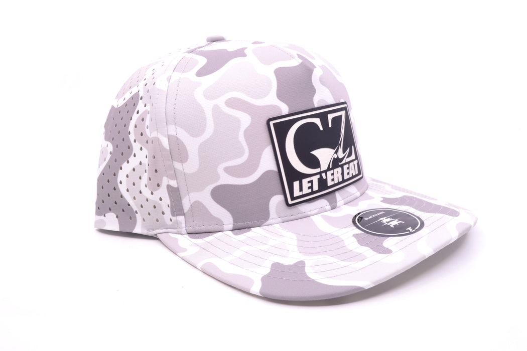 GZ Lures 'Let 'Er Eat' 5-Panel Snow Camo Patch Hat