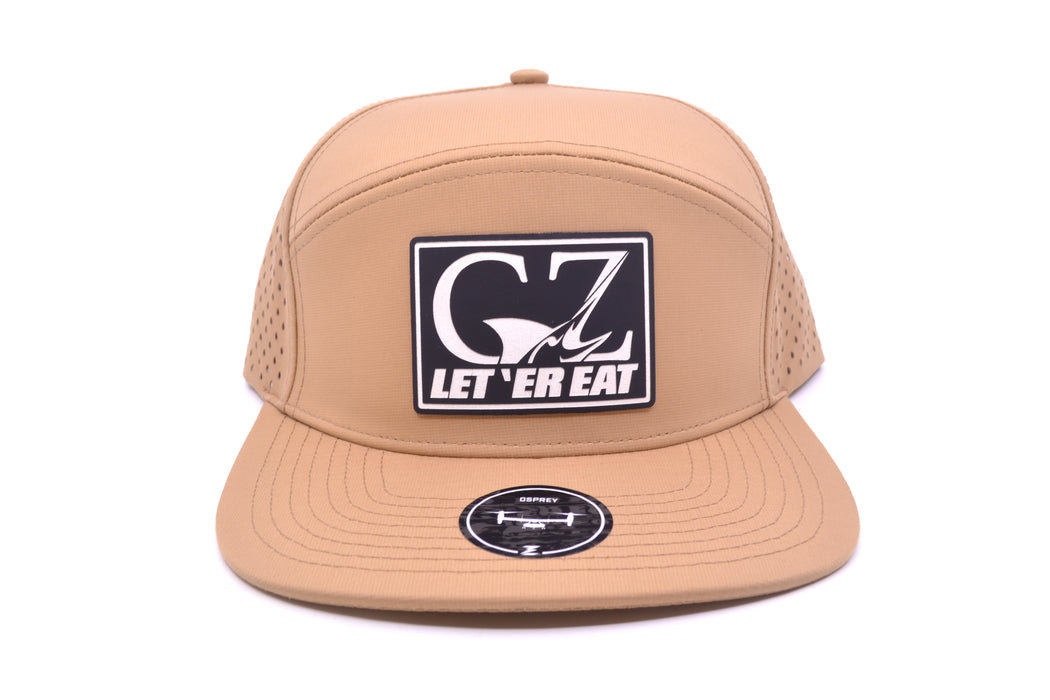 GZ Lures 'Let 'Er Eat' 7-Panel Khaki Patch Hat