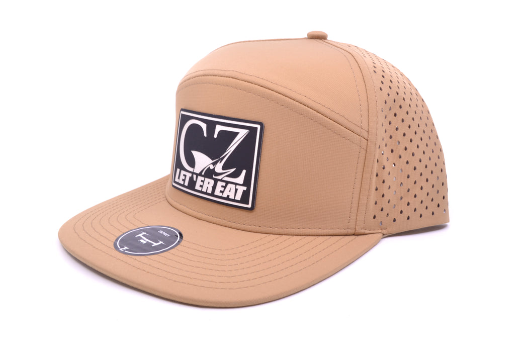 GZ Lures 'Let 'Er Eat' 7-Panel Khaki Patch Hat