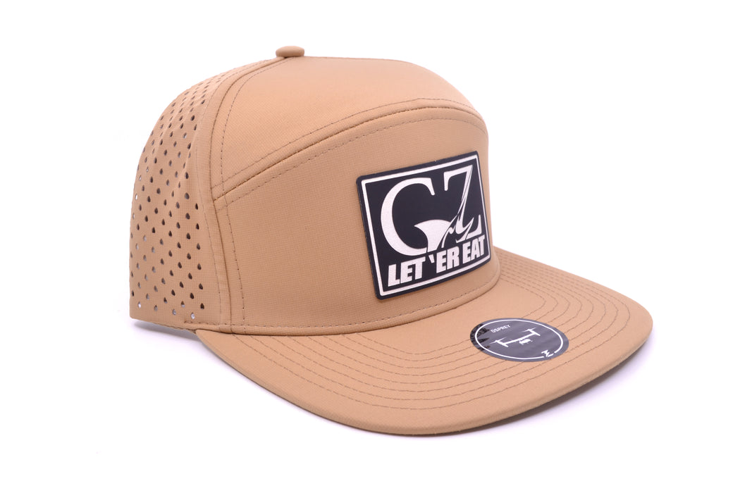 GZ Lures 'Let 'Er Eat' 7-Panel Khaki Patch Hat
