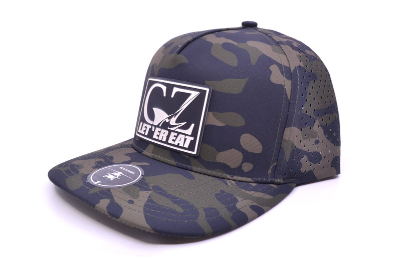 GZ Lures 'Let 'Er Eat' 5-Panel Olive Camo Patch Hat
