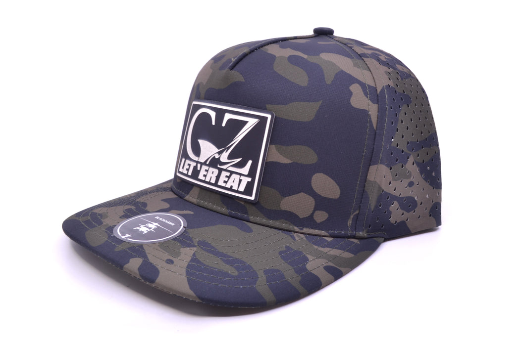 GZ Lures 'Let 'Er Eat' 5-Panel Olive Camo Patch Hat