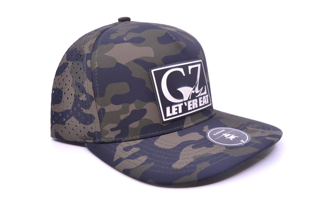 GZ Lures 'Let 'Er Eat' 5-Panel Olive Camo Patch Hat