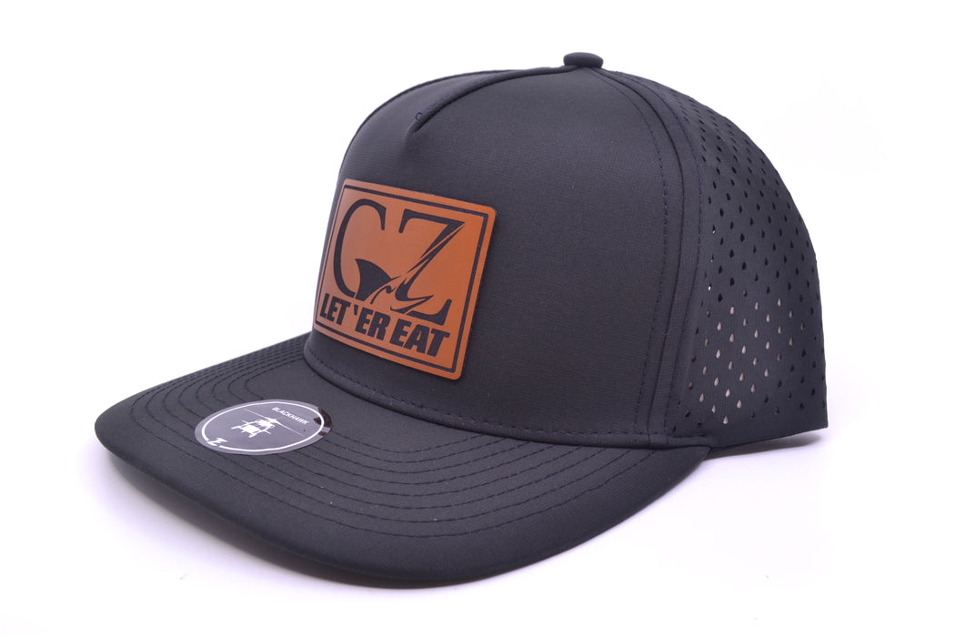 GZ Lures 'Let 'Er Eat' 5-Panel Black Walnut Leather Patch Hat
