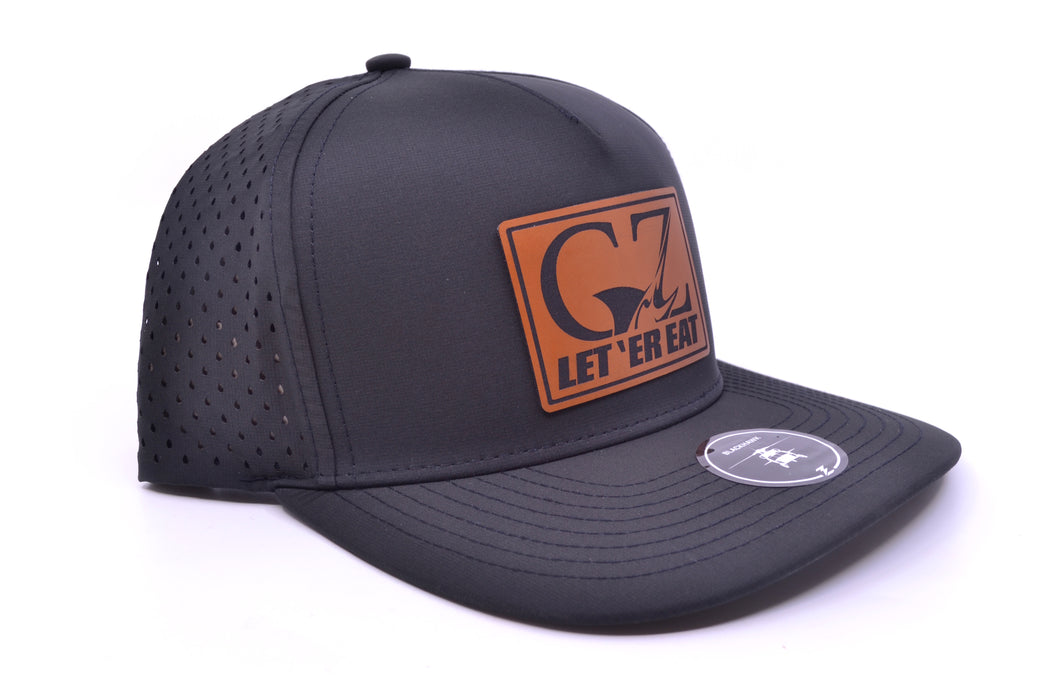 GZ Lures 'Let 'Er Eat' 5-Panel Black Walnut Leather Patch Hat