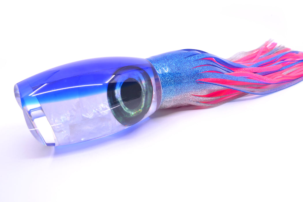 Moyes Lures White MOP Blue Back XL Argus Teaser 29oz Skirted Blue-Silver/Pink