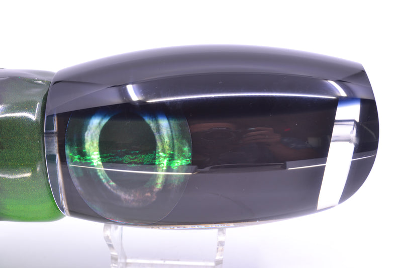 Moyes Lures Black Pearl Black Back Taxi Eyes XL Argus Teaser 25.5oz FT Vinyl Green Tiger GZE