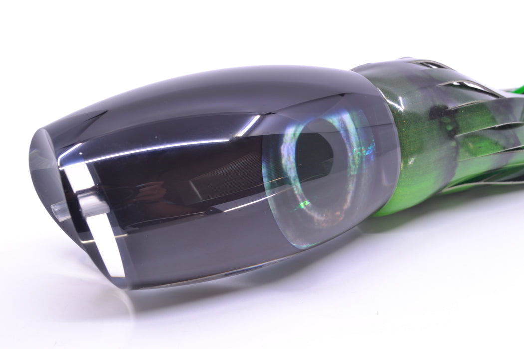 Moyes Lures Black Pearl Black Back Taxi Eyes XL Argus Teaser 25.5oz FT Vinyl Green Tiger