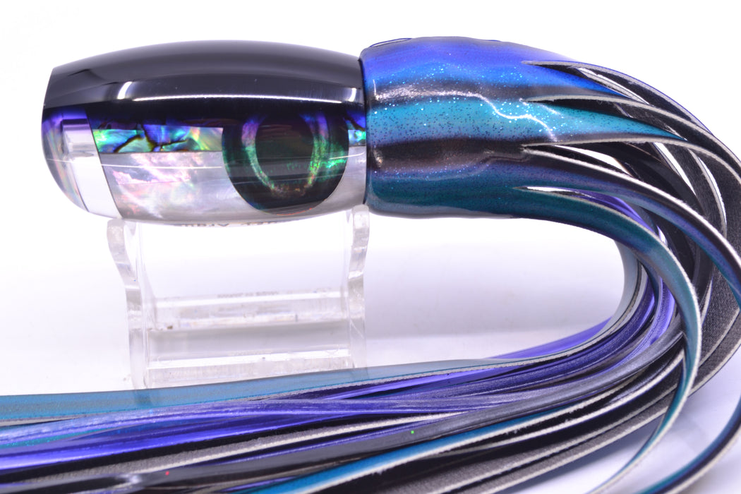 Moyes Lures Skipjack Paua-MOP Black-Purple Back Medium Argus 12" 5oz FT Vinyl Skipjack
