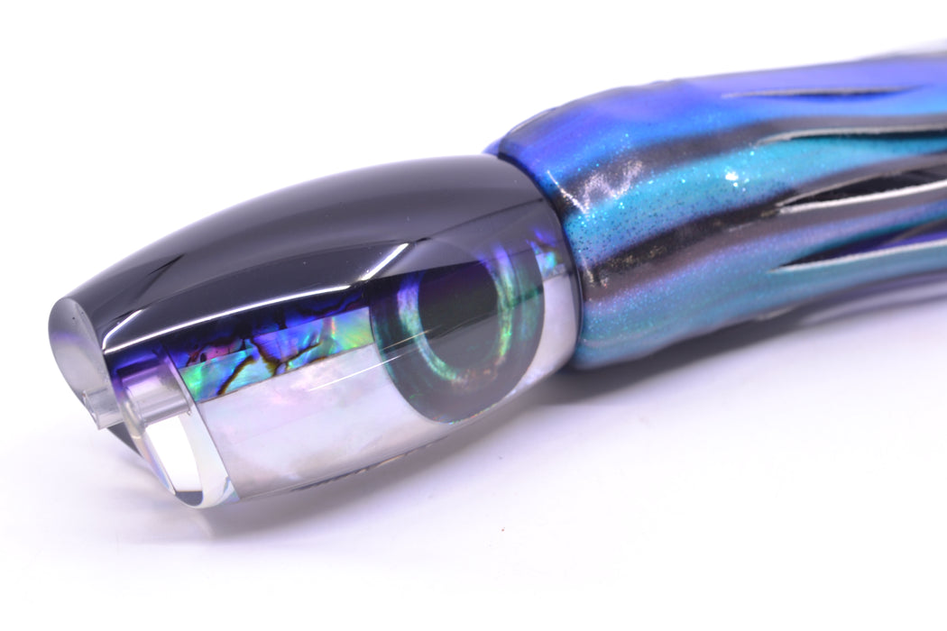 Moyes Lures Skipjack Paua-MOP Black-Purple Back Medium Argus 12" 5oz FT Vinyl Skipjack