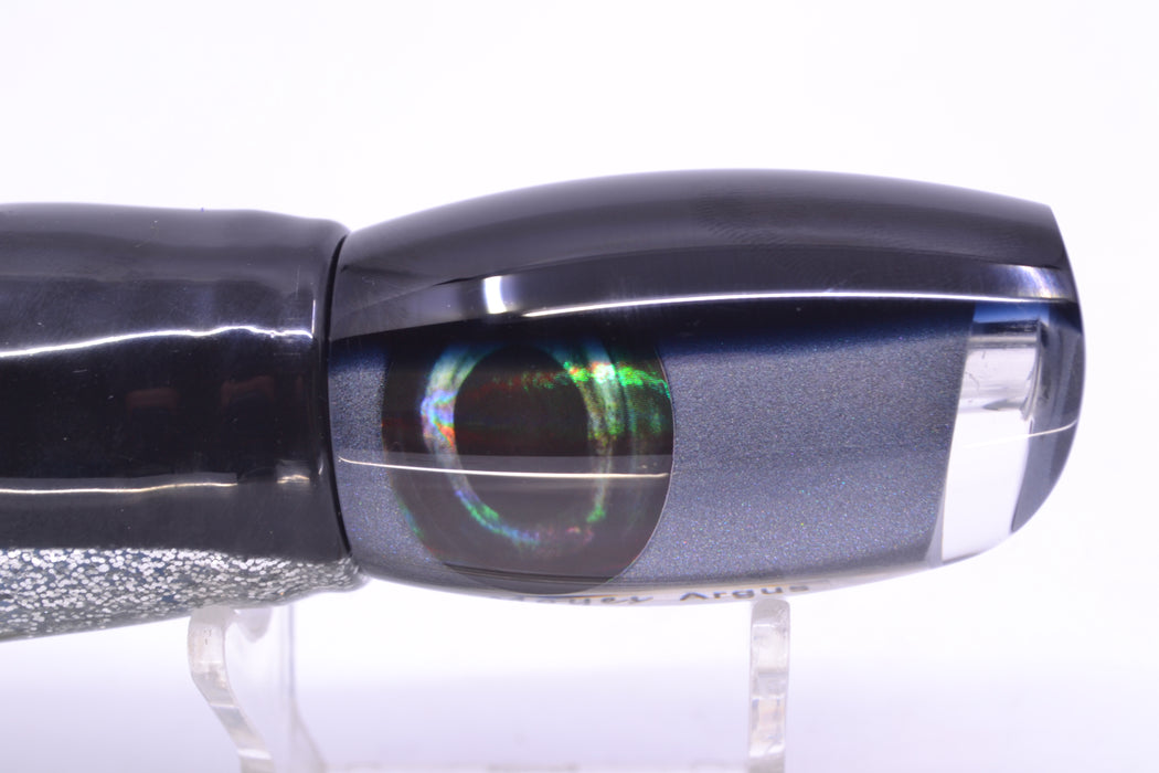 Moyes Lures Silver Pearl Black Back Taxi Eyes Medium Argus 12" 6oz Skirted Black-Silver
