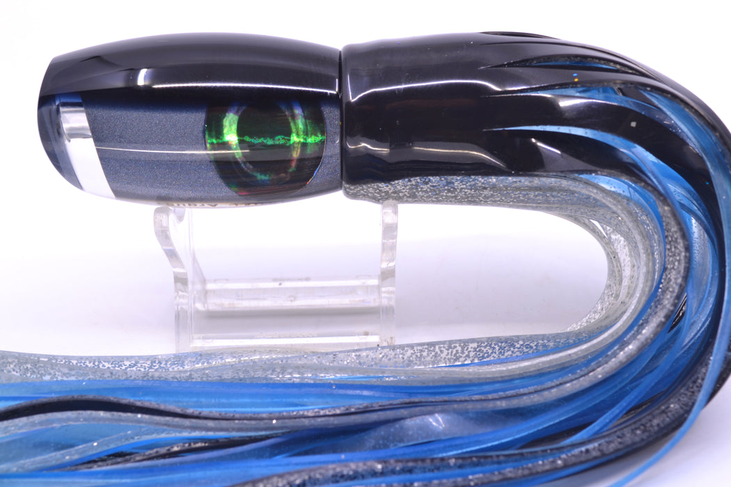 Moyes Lures Silver Pearl Black Back Taxi Eyes Medium Argus 12" 6oz Skirted Black-Silver