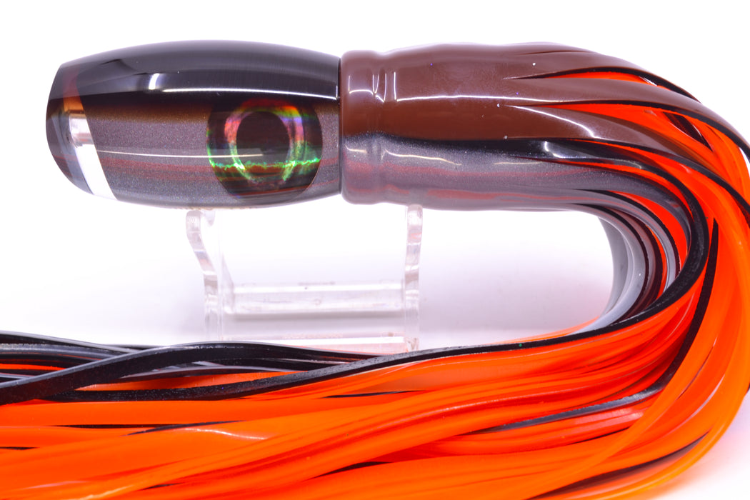 Moyes Lures Silver Pearl Root Beer Back Taxi Eyes Medium Argus 12" 6oz Skirted Root Beer-Silver