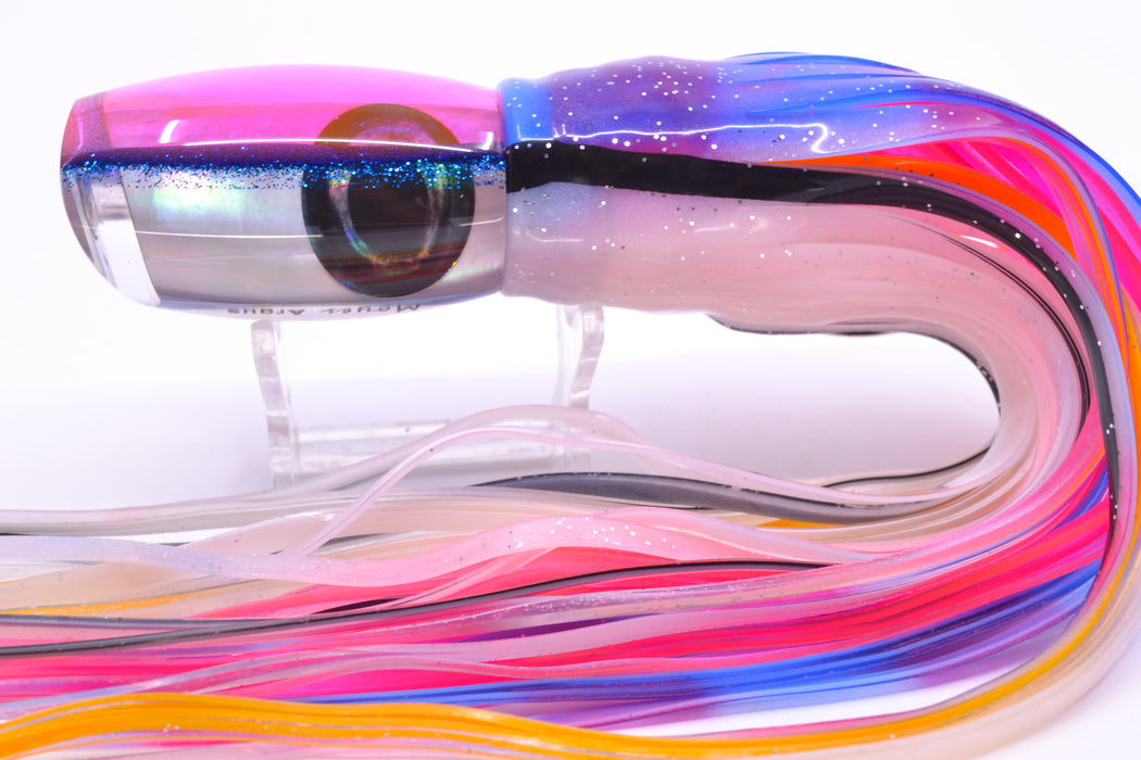 Moyes Lures White MOP Pink-Blue Back Taxi Eyes Medium Argus 12" 6oz Skirted Gay Bob