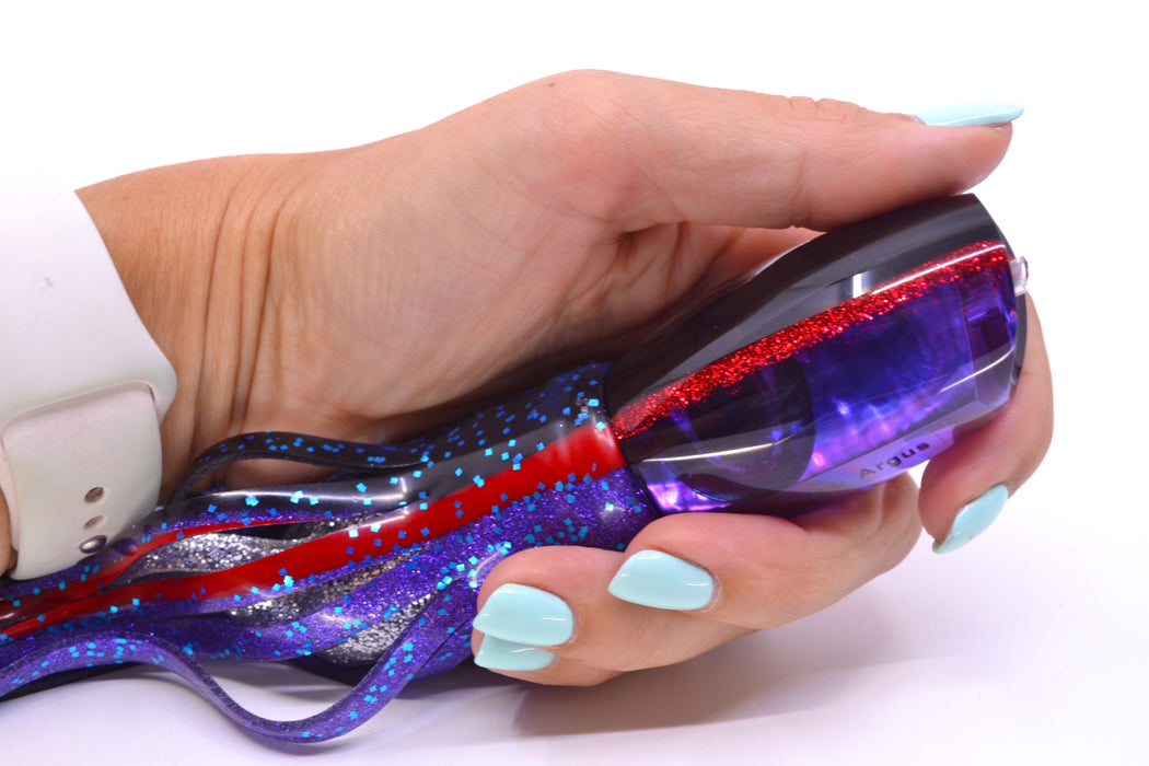 Moyes Lures Purple Awabi Black-Red Back Taxi Eyes Medium Argus 12" 6oz Skirted