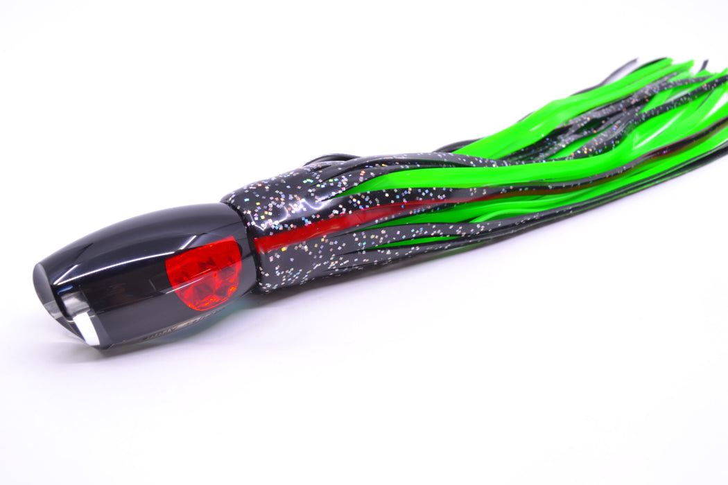 Moyes Lures Black Pearl Black Back Red Eyes Medium Argus 12" 6oz Skirted Black/Green