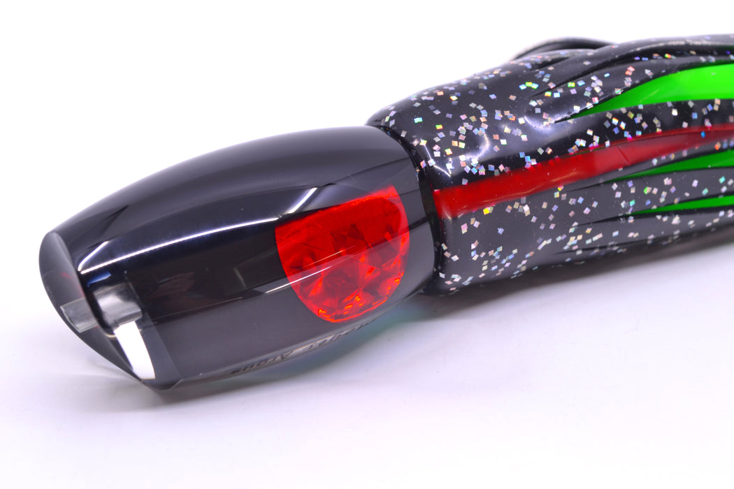 Moyes Lures Black Pearl Black Back Red Eyes Medium Argus 12" 6oz Skirted Black/Green